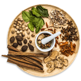 Tray of Chinese herbs modality