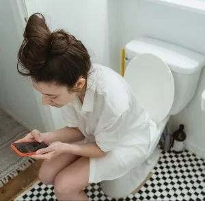 woman on toilet